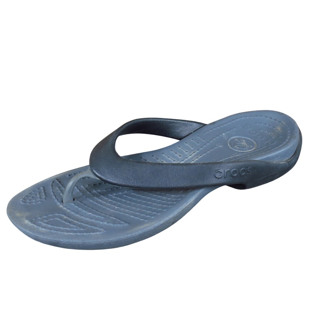 Crocs Kadee II Women Sandal Size 10 Casual Beach Flip Flop Black Gray Synthetic